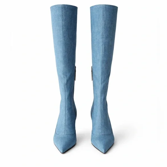 Vicini Italian Denim Boots 38.5 8 8.5 - Picture 2 of 8